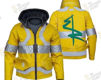 Cyberpunk 2077 David Martinez Yellow Leather Jacket - Handmade Cosplay