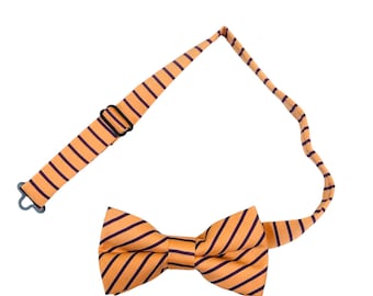 Orange and Purple Stripe Bold Print Tween Bowtie Pre-tied
