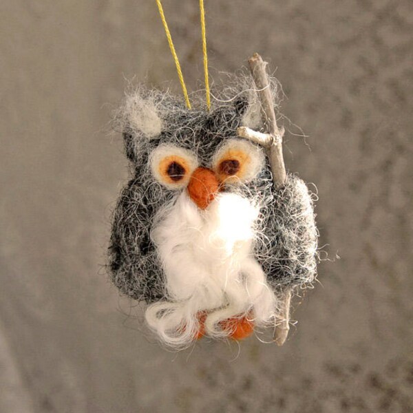 Grey Owl, Needle Felted Ornament