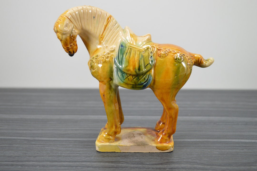 Vintage Chinese Horse Sculpture Figure Tang Dynasty Etsy