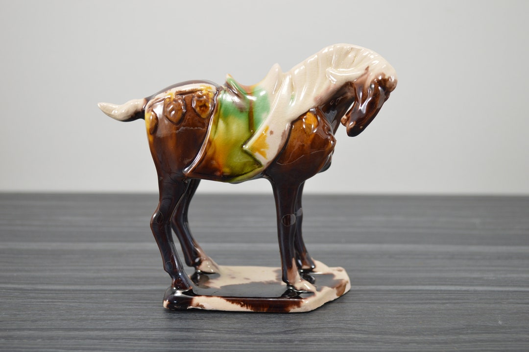 Vintage Chinese Horse Sculpture Figure Tang Dynasty Etsy