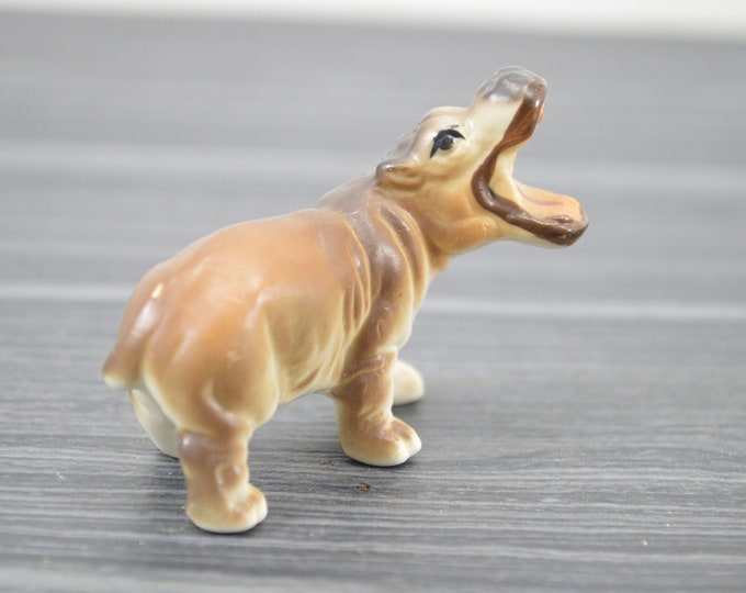 Vintage Miniature Hippopotamus Figurine Realistic Bone China Etsy