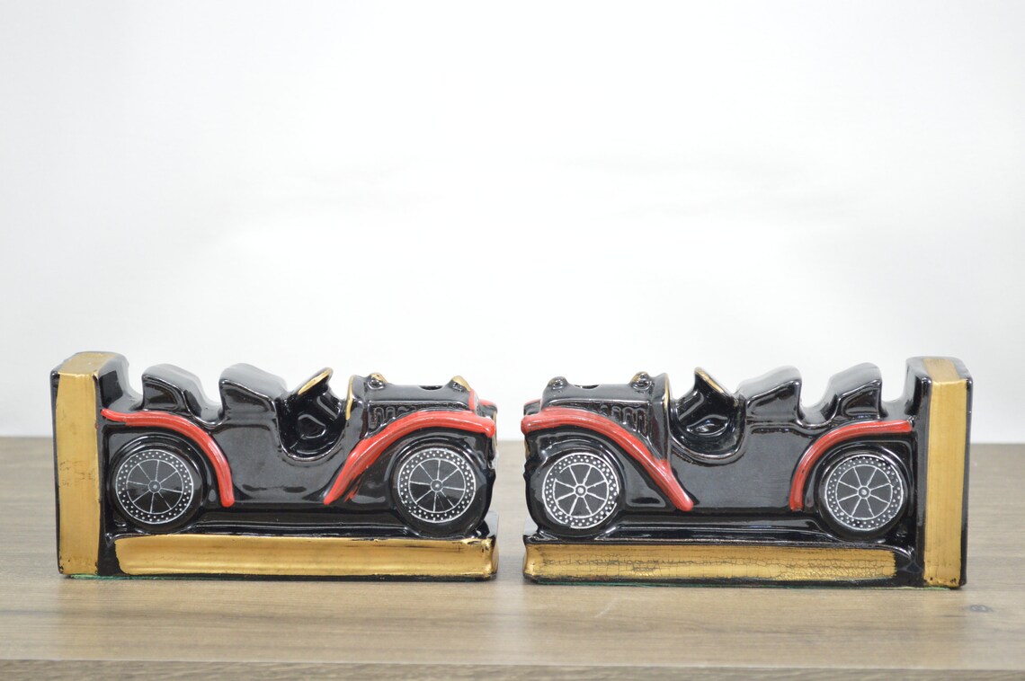 Vintage car shaped bookends ceramic antique automobile | Etsy