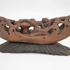 Vintage Japanese wood carving Mejia style hand carved hard wood collectible figures art object sculpture