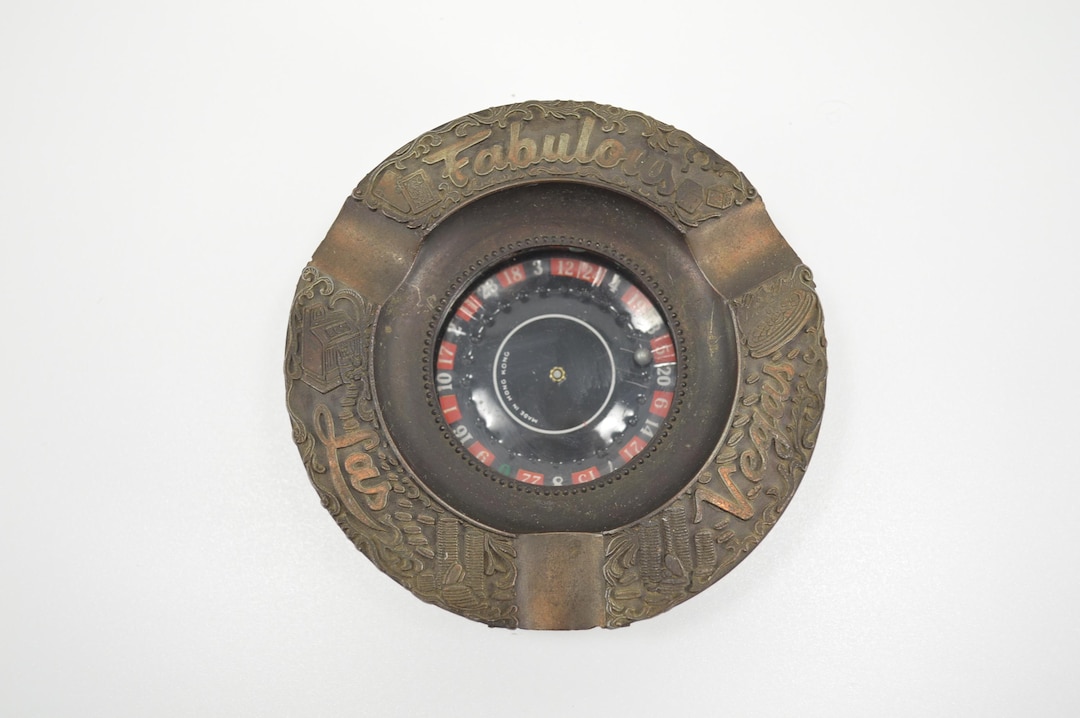 Vintage Spinning Roulette Wheel Ashtray Poker Night Collectible Las ...