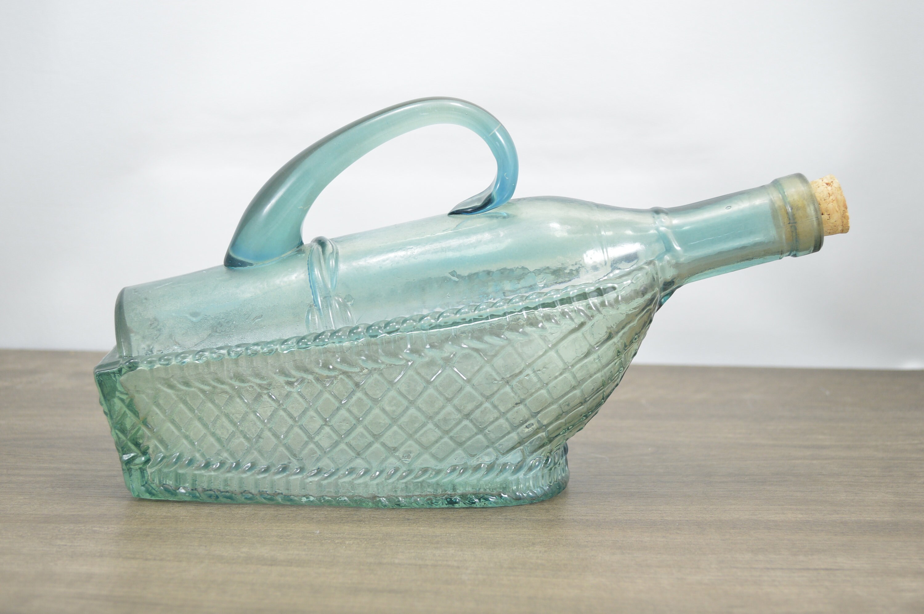 Vintage glass bottle decanter wicker basket bottle in a basket Etsy