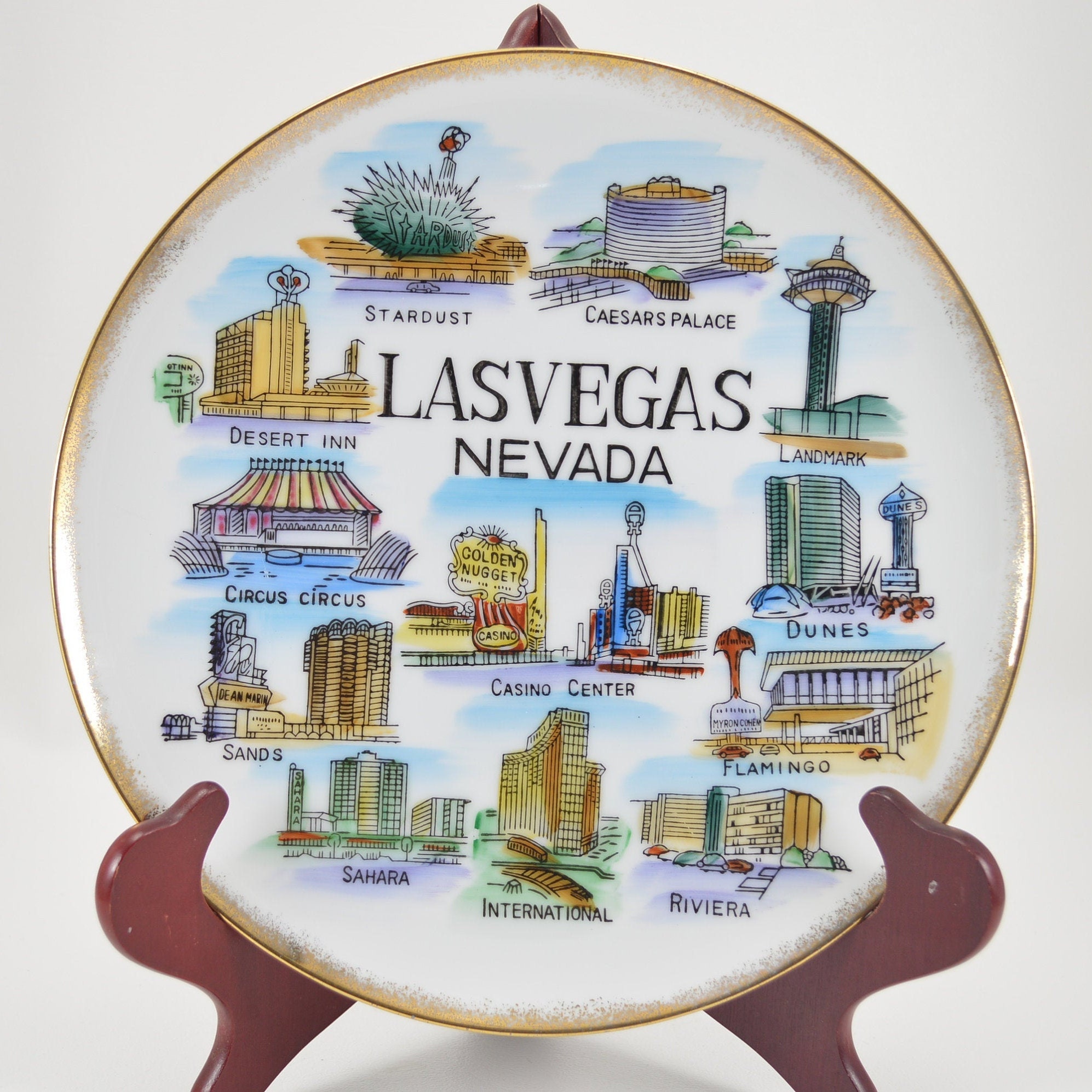 Vintage Las Vegas Wall Plate Casino Las Vegas Strip Souvenir 