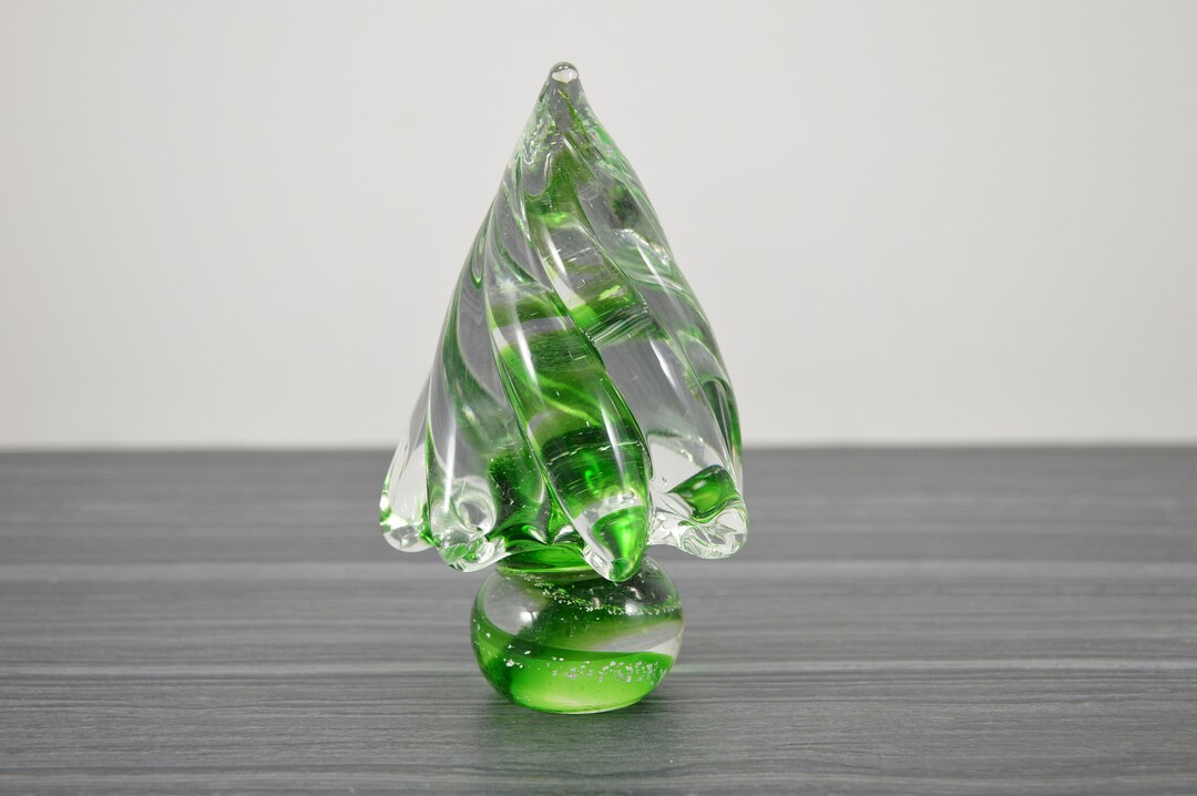 Vintage Murano Glass Christmas Tree Italian Blown Glass Green Etsy