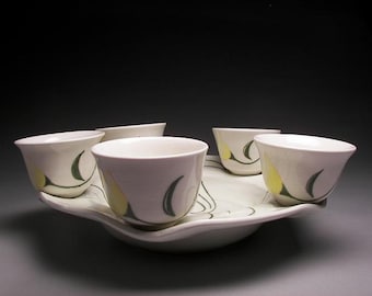 Handmade Spring Flowers Bowl Set - pretty porcelain to dress up your table, serving dish, individual bowls on Rim
