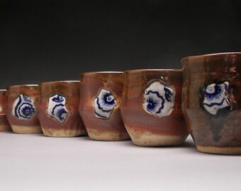 Hand Thrown Espresso cup, Cappuccino cup, Scotch Cup - ancient look with faux 'china shard'