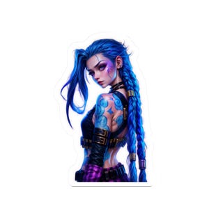 League of Legends Jinx Kiss-Cut Stickers, Gamer Gift, Arcane Fan Art Decal, Video Game Accessories, Laptop Decals
