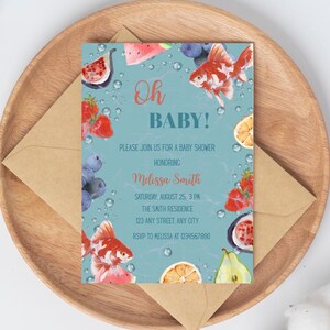 Fruits Baby Shower Invitation Editable Template | Berry Baby Shower Invitation | Summer Fruits Baby Shower Invite
