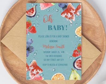Fruits Baby Shower Invitation Editable Template | Berry Baby Shower Invitation | Summer Fruits Baby Shower Invite