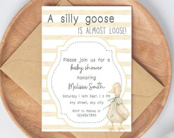 Silly Goose Baby Shower Invitation | Goose Party Gender Neutral Baby Shower Invitation | Instant Download Canva Template
