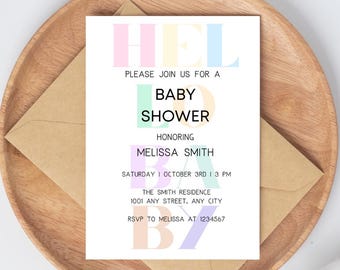 Pastel Baby Shower Invitation | Minimalistic Baby Shower Invitation | Modern Baby Shower Invitation