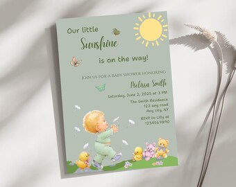 Vintage Baby Shower Invitation Editable Template | Antique Baby Shower Invitation Gender Neutral