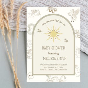Greek Baby Shower Invitation, Greek Mythology Themed Baby Shower Invite Template