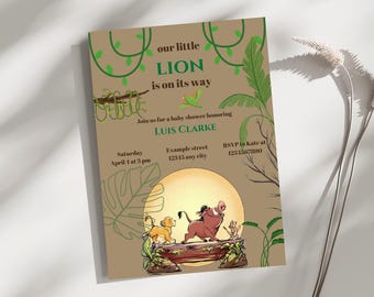 Lion King Baby Shower Invitation Editable Baby Shower Template | Jungle Themed Baby Shower Invite