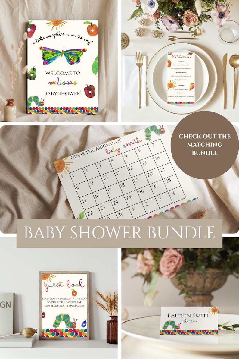 Hungry Caterpillar Baby Shower Invitation The Very Hungry Caterpillar Editable Digital Template Colorful Theme Genderneutral Invite image 2
