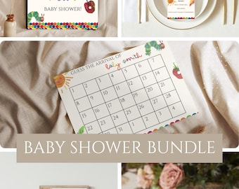 Very Hungry Caterpillar Baby Shower Invitation Bundle | 19 Editable Digital Files for a Gender Neutral Baby Shower