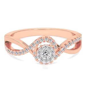Round Cut Engagement Ring | 18K Rose Gold Ring | Unique Proposal Ring | Promise Ring for Women | Dainty Wedding Ring Gift For Her