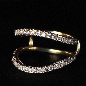 Customizable Aggie Ring Enhancer Moissanite Eternity Wrap Band in 18K Yellow Gold Vermeil, Matching Wedding Ring, Anniversary Gift for Her