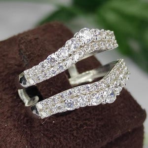 2.00Ct Round Cut diamond enhancer ring guard for engagement ring 18K Rose Gold Vermeil matching wedding ring jacket Gift Ready – Ships Fast