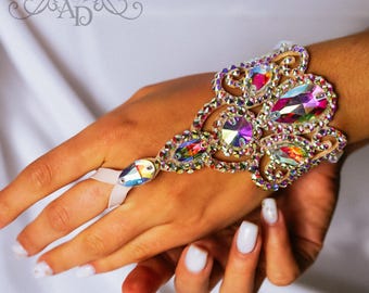 Bracciale Da Braccio Con Strass E Nappa - Catena Cristallo Regolabile Per Festa E Rave