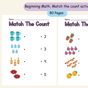 Math Pintables Kindergarten | math activities for pre-schoolers | Match the count | Beginning math | Montessori math | Preschool Worksheets