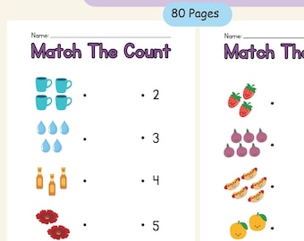 Math Pintables Kindergarten | math activities for pre-schoolers | Match the count | Beginning math | Montessori math | Preschool Worksheets