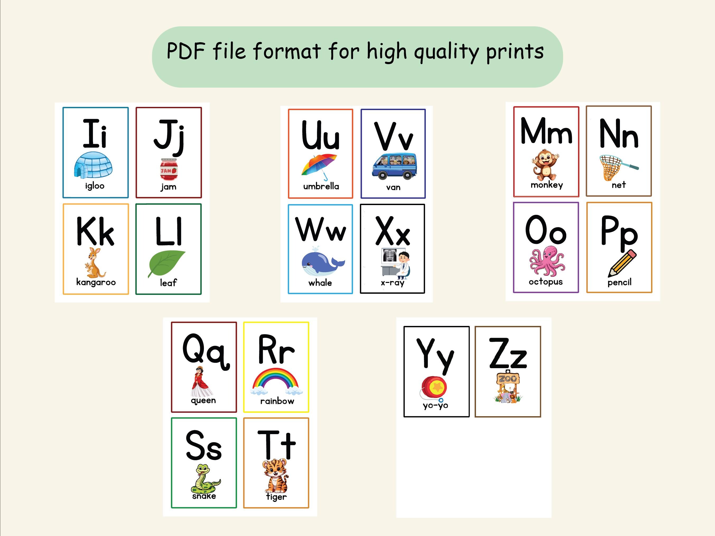 Alphabet Flashcards | 26 ABC Preschool Printable | Educational A to Z ...