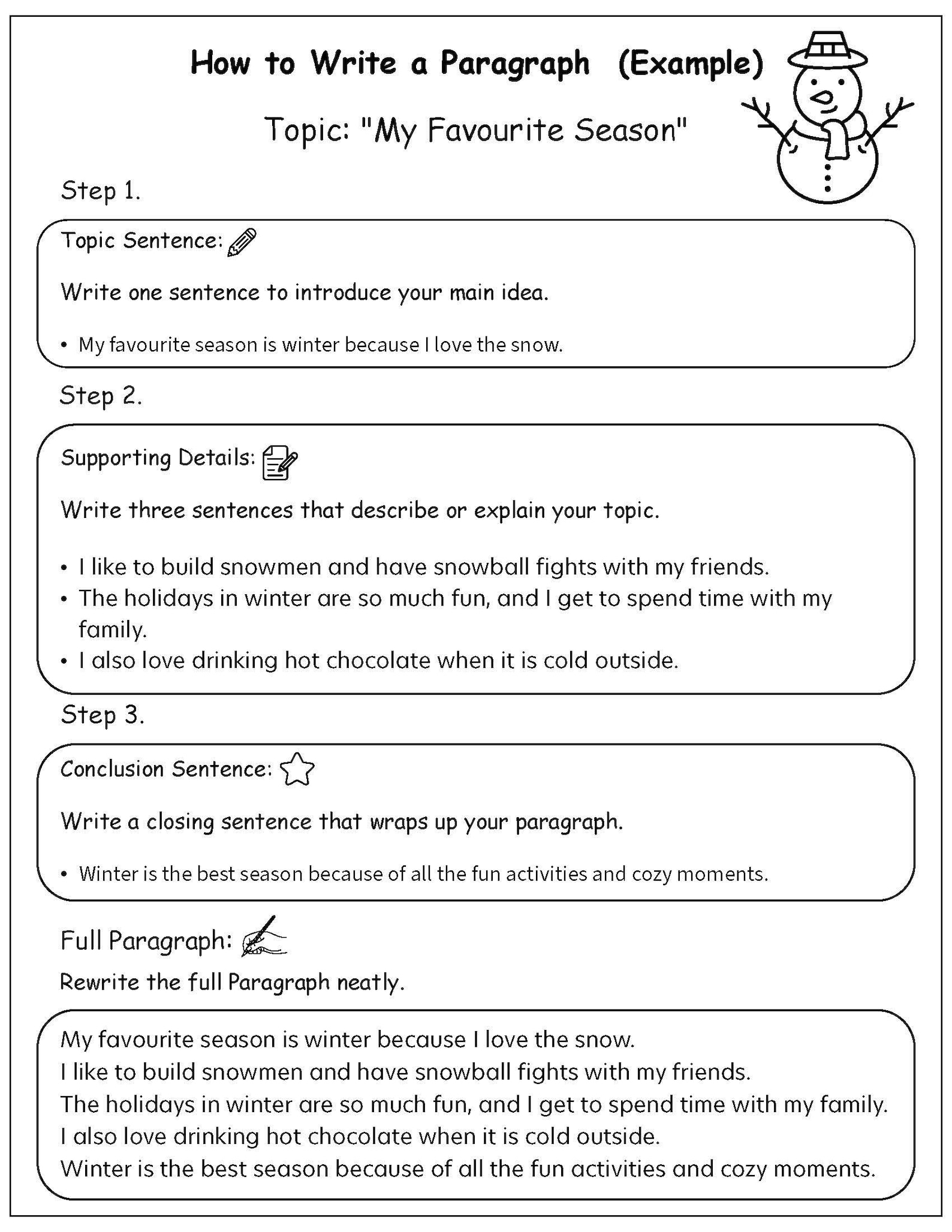 Paragraph Writing Practice Worksheets With Example, Printable Guided ...