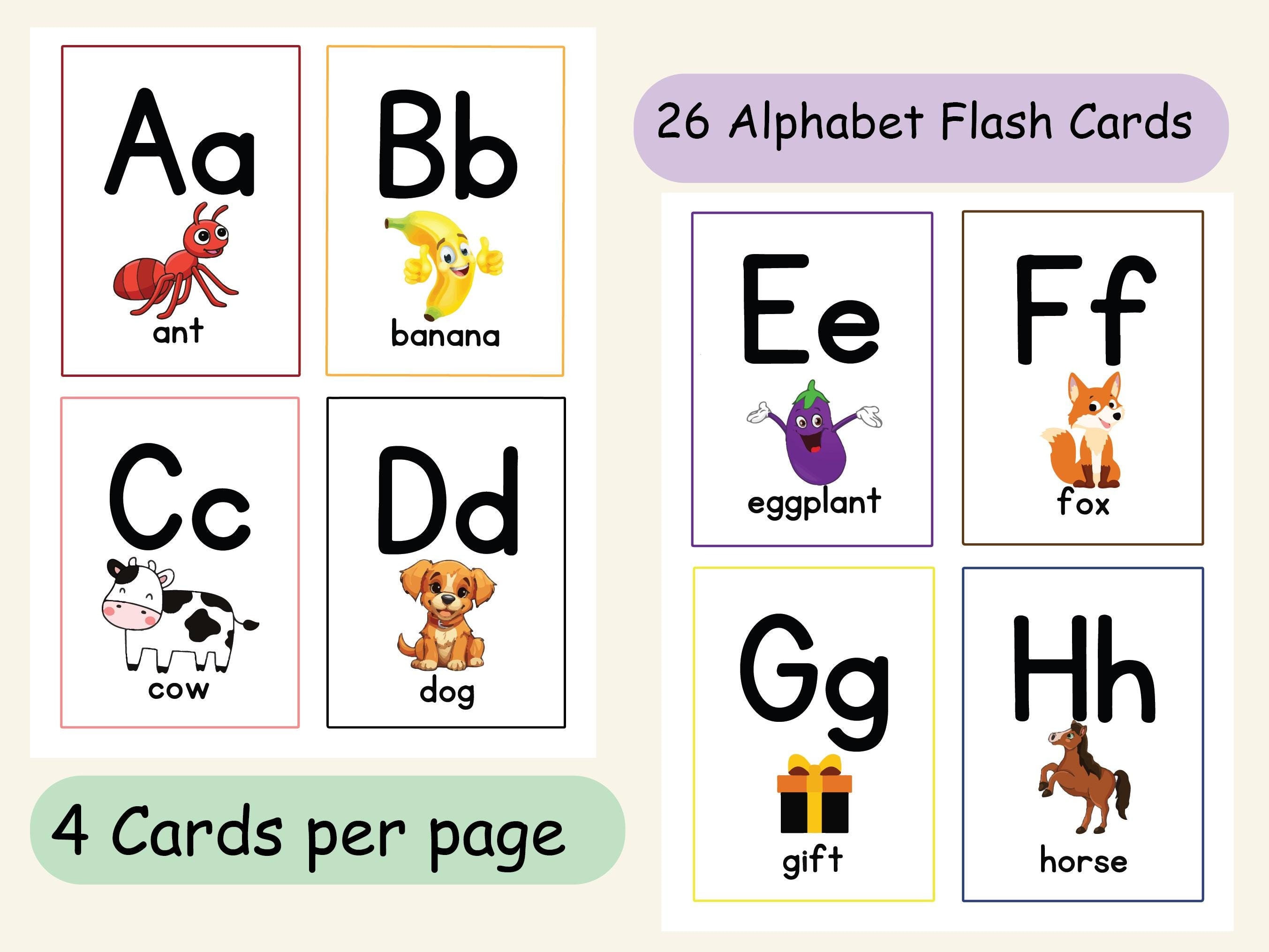 Alphabet Flashcards | 26 ABC Preschool Printable | Educational A to Z ...