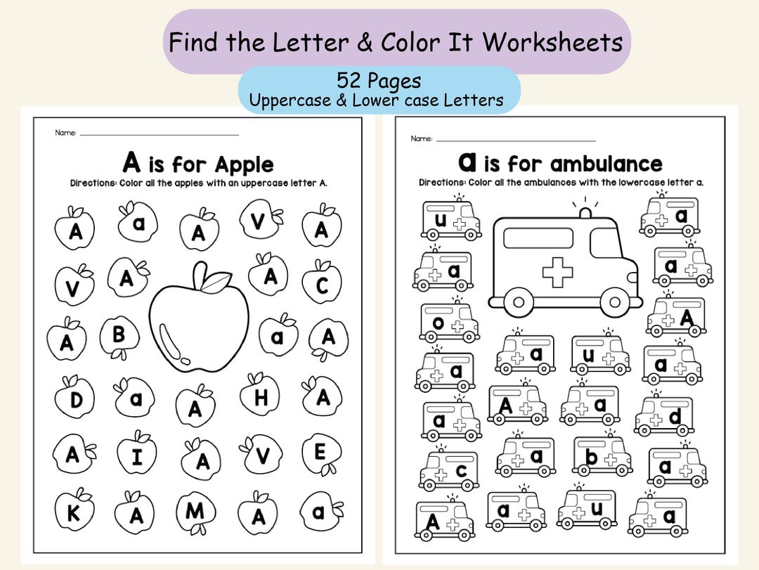Letter Recognition Worksheets - Find the Letter and Color It, Preschool ...