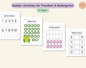 Preschool Number Worksheets | Number Activities For Preschool and kindergarten | Homeschool Material | Pre k Activity Worksheets