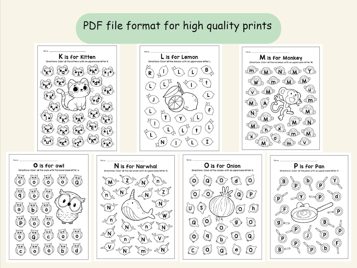 Letter Recognition Worksheets - Find the Letter and Color It, Preschool ...