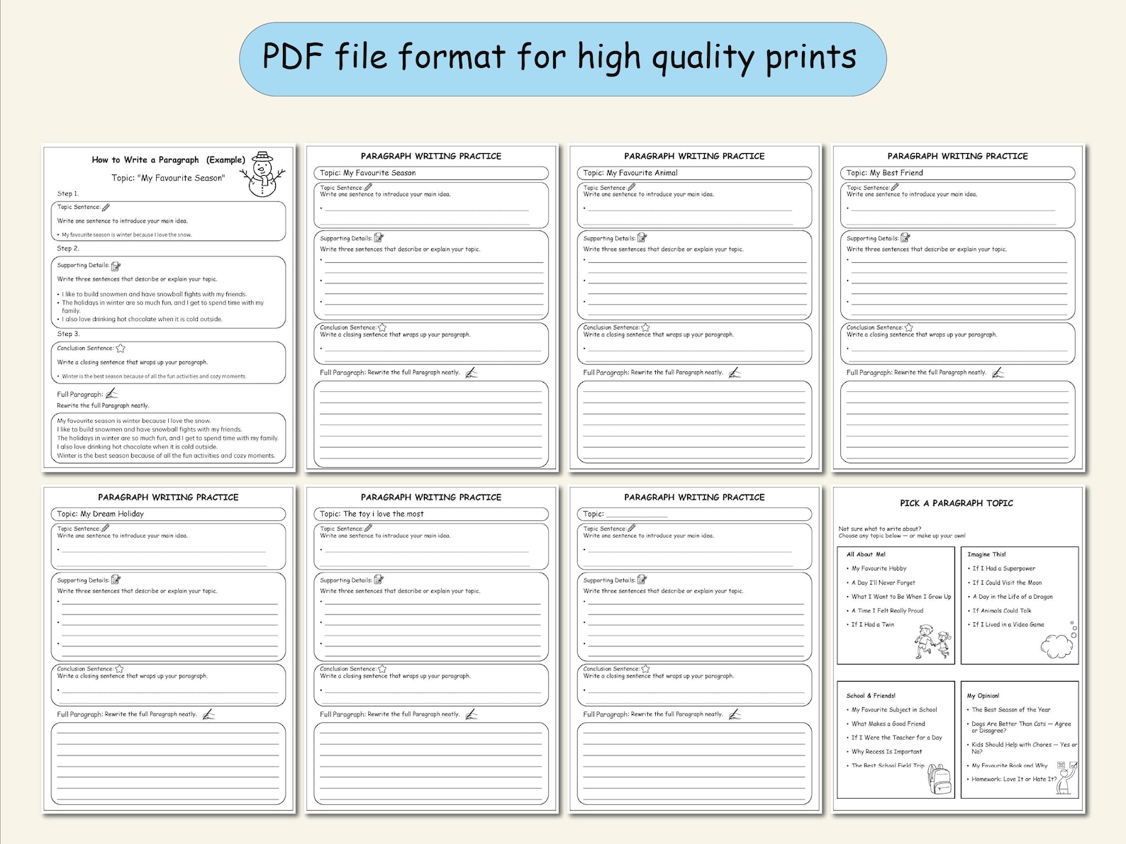 Paragraph Writing Practice Worksheets With Example, Printable Guided ...