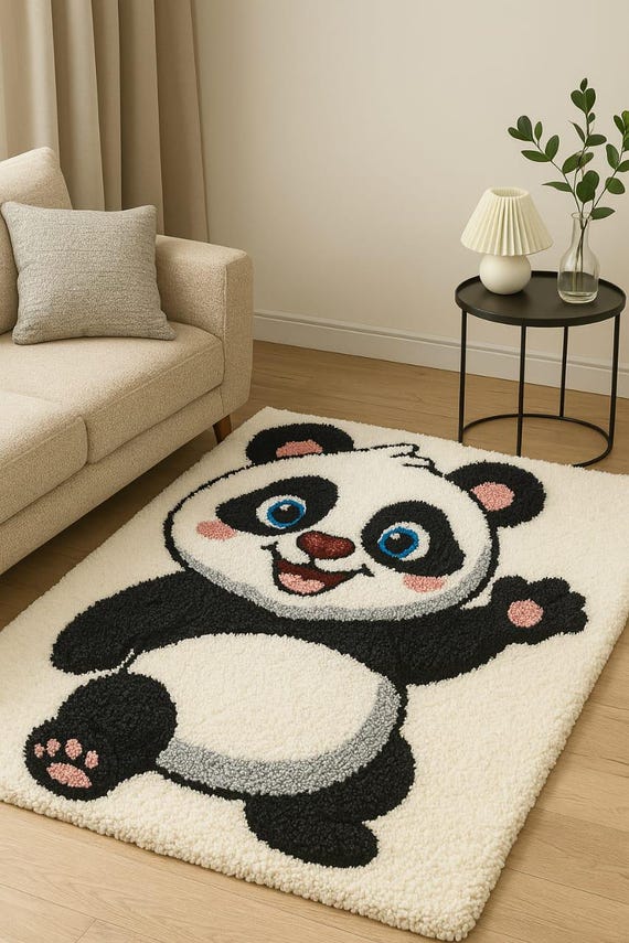 Adorable Panda Hand-Tufted Carpet