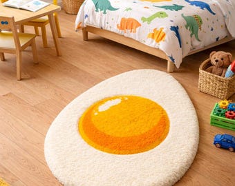 Hand Tufted Wool Fried Egg Rug | Playful Kids Room Decor