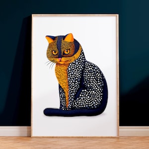 Cat Print, Kitty Poster, Purr Art, Elegant Wall Art, Chic Illustration, Printable, Home Decor, Downloadable, Wall Decor, Digital Download