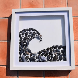 Cornish Handmade Mussel Shell Art| Cornish Seaside Gift | SeaShell Art | Wave picture