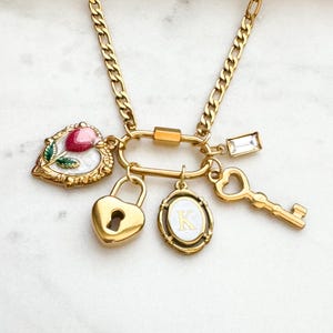 Customize Your Own Gold Carabiner Charm Necklace- Keepsake Gift