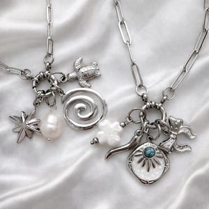 Build Your Own Silver Charm Holder Necklace, Stainless Steel Keepsake Jewelry