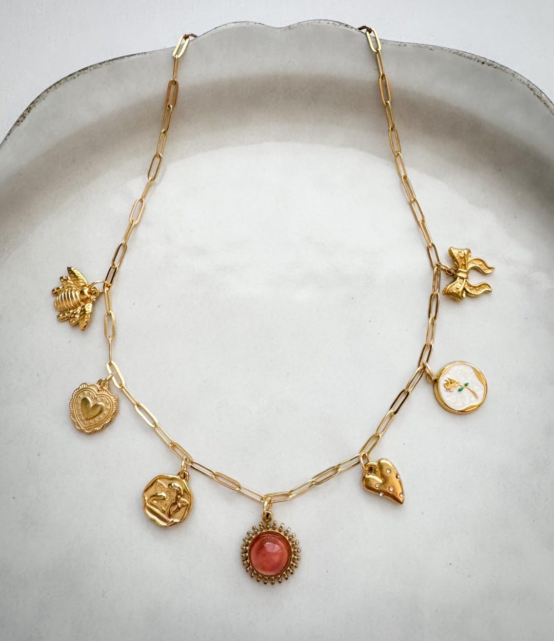 Design Your Own Gold Charm Necklace- 18K Gold Plated Stainless Steel Chain - Etsy UK