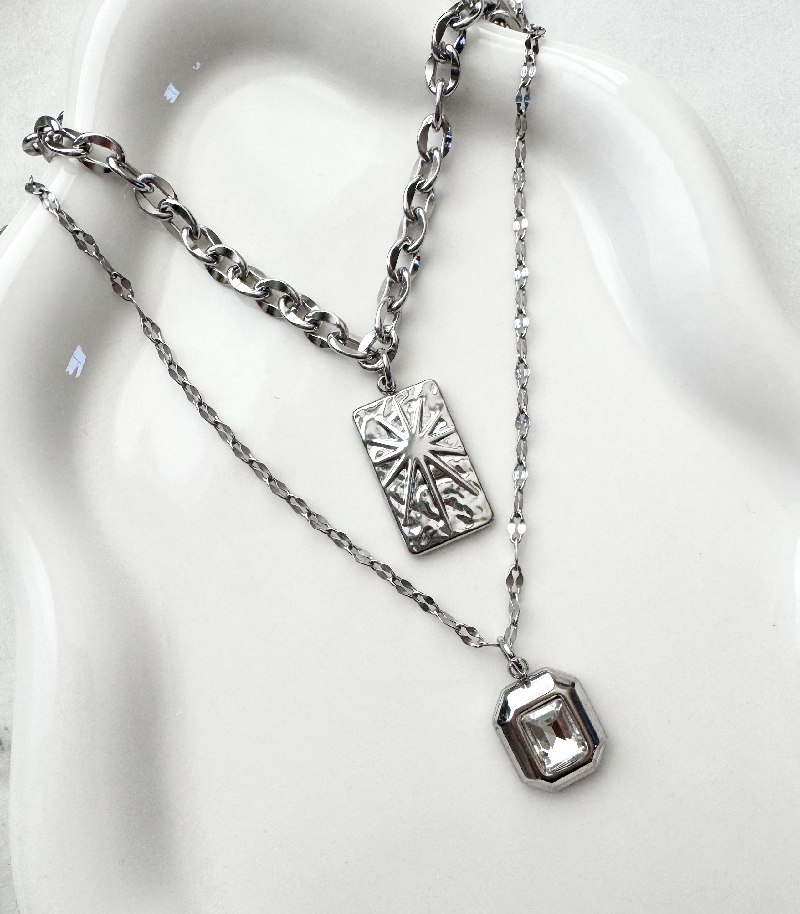 Silver Pendant Layering Set - Stainless Steel Jewelry Gift