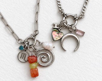 Crea tu propio collar con dije de plata, joyería de acero inoxidable para guardar recuerdos.