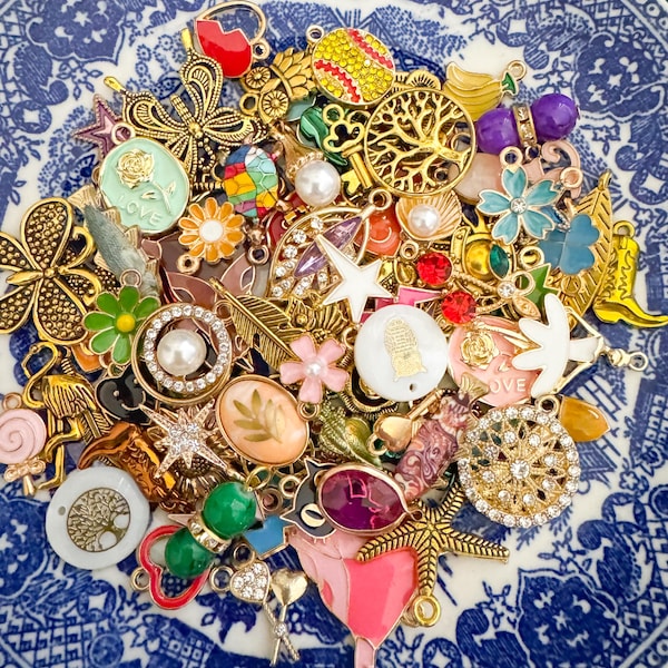 Bulk Charms, Mystery Grab Bag Gold Charms, Charms For Bracelets, Charms For Necklaces, Surprise Charms, Charm Lot, Assorted Charms