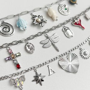 Personalisierte Silber Charm Halskette | Edelstahlkette | Gestalten Sie Ihr eigenes Geschenk