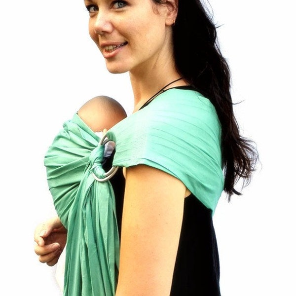 Baby Sling Carrier Ring Sling Seafoam Green Baby Basics extra SuperWide - Standard or Petite length only - Ready to Ship in Standard