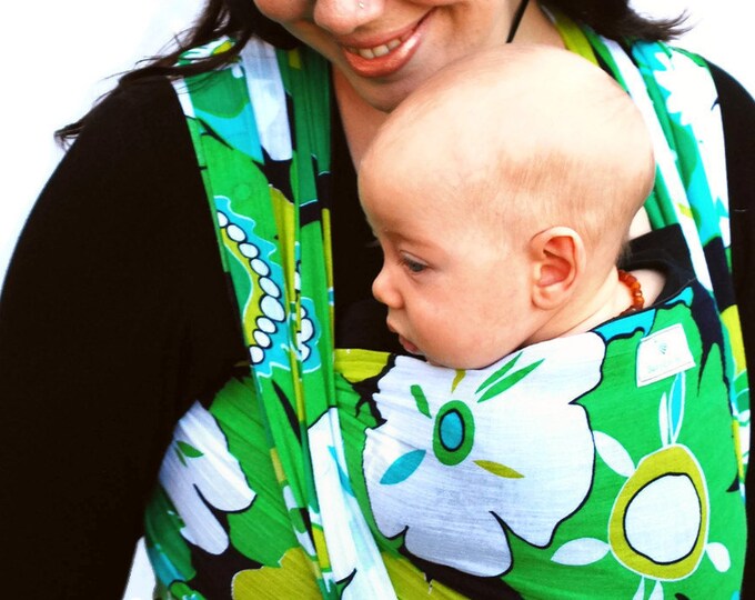 Baby Wrap Carrier Woven Cotton Gauze Green Floral Print Etsy